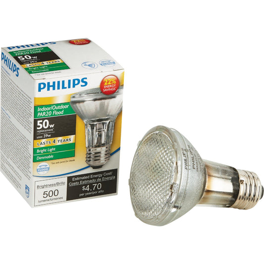 Philips EcoVantage 50W Equivalent Clear Medium Base PAR20 Halogen Floodlight Light Bulb