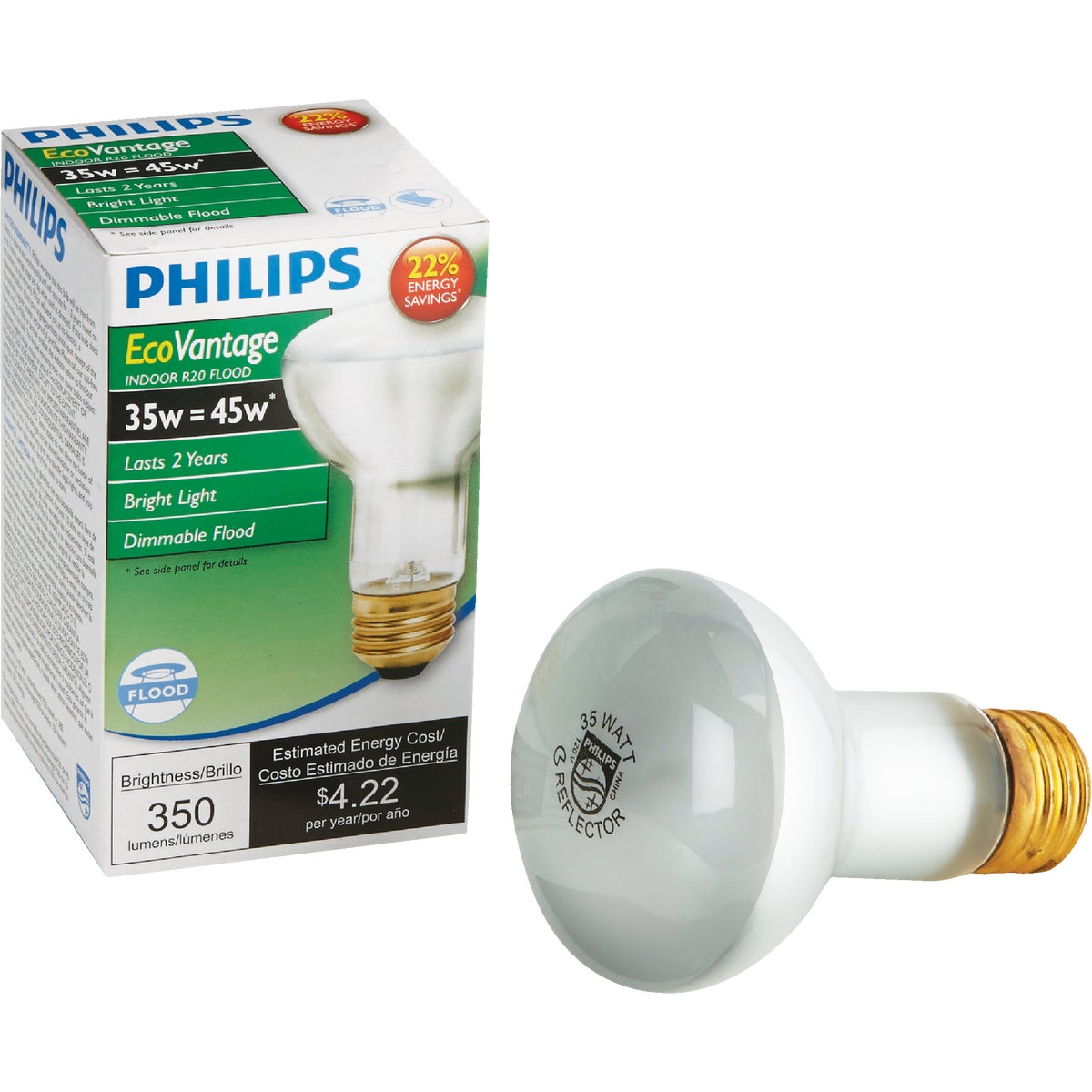 Philips EcoVantage 45W Equivalent Medium Base Clear R20 Halogen Floodlight Light Bulb