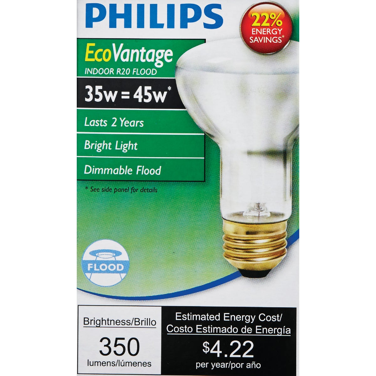 Philips EcoVantage 45W Equivalent Medium Base Clear R20 Halogen Floodlight Light Bulb