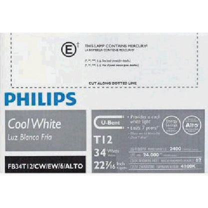 Philips 40W 22.44 In. Cool White T12-6U Medium Bi-Pin U-Bent Fluorescent Tube Light Bulb