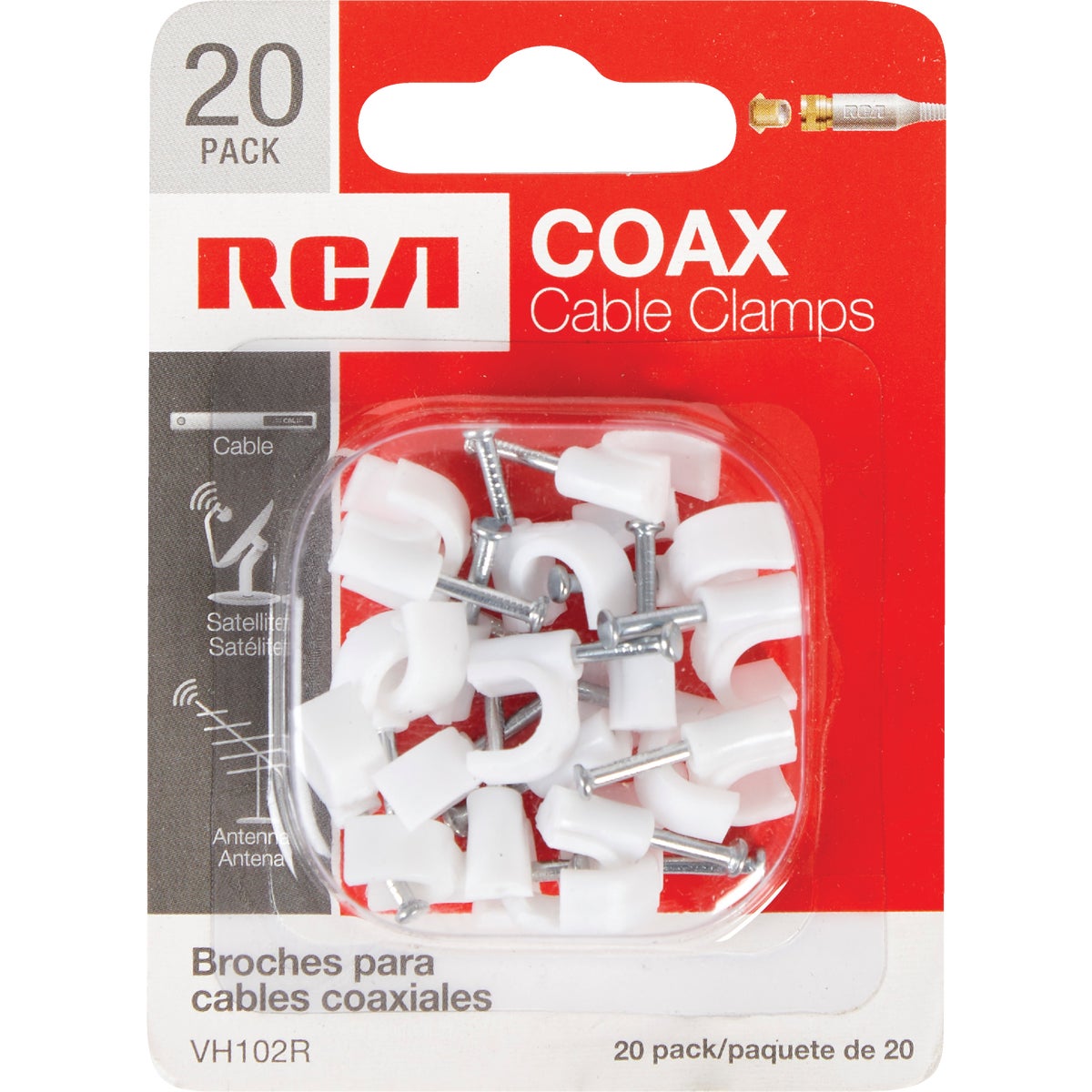 RCA White RG6 or RG59 Nail-In Coaxial Staple (20-Count)