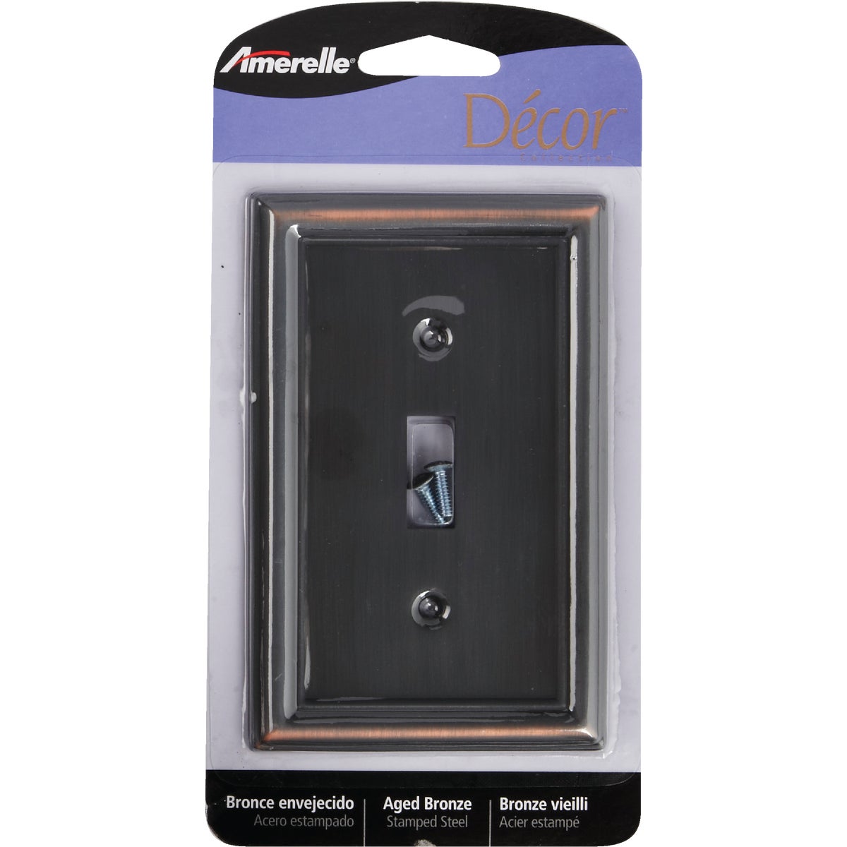 Amerelle Chelsea 1-Gang Stamped Steel Toggle Switch Wall Plate, Aged Bronze