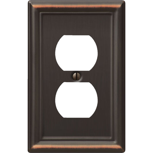 Amerelle Chelsea 1-Gang Stamped Steel Outlet Wall Plate, Aged Bronze