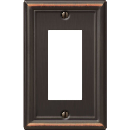 Amerelle Chelsea 1-Gang Stamped Steel Rocker Decorator Wall Plate, Aged Bronze