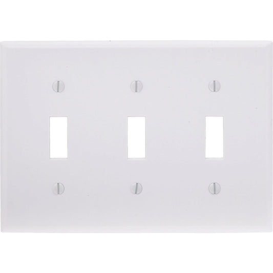 Leviton 3-Gang Plastic Toggle Switch Wall Plate, White