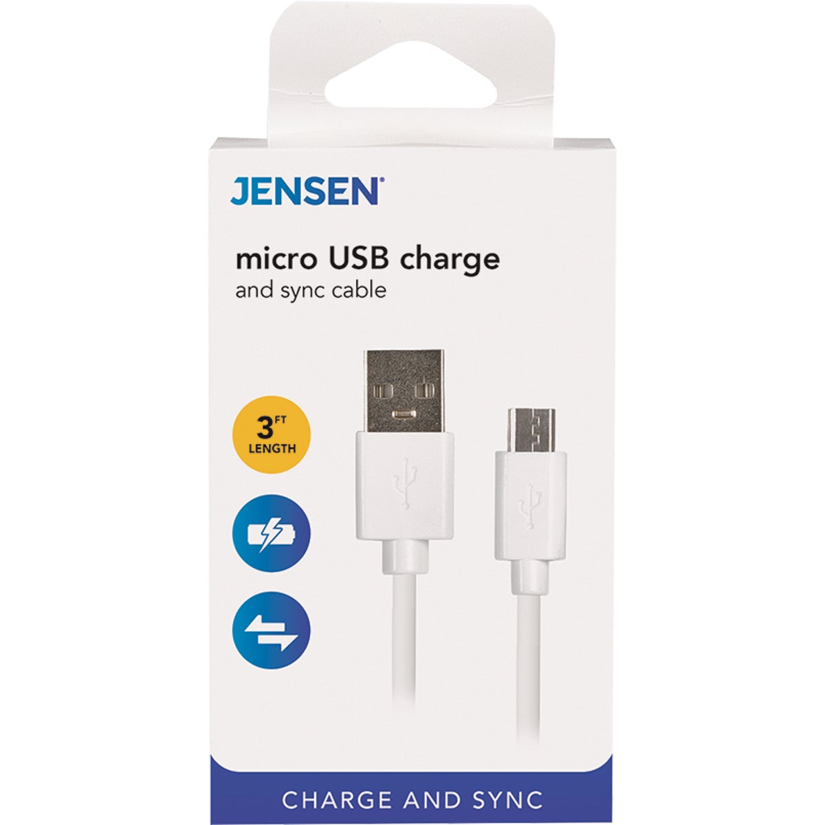 Jensen 3 Ft. Black Micro USB Charging & Sync Cable