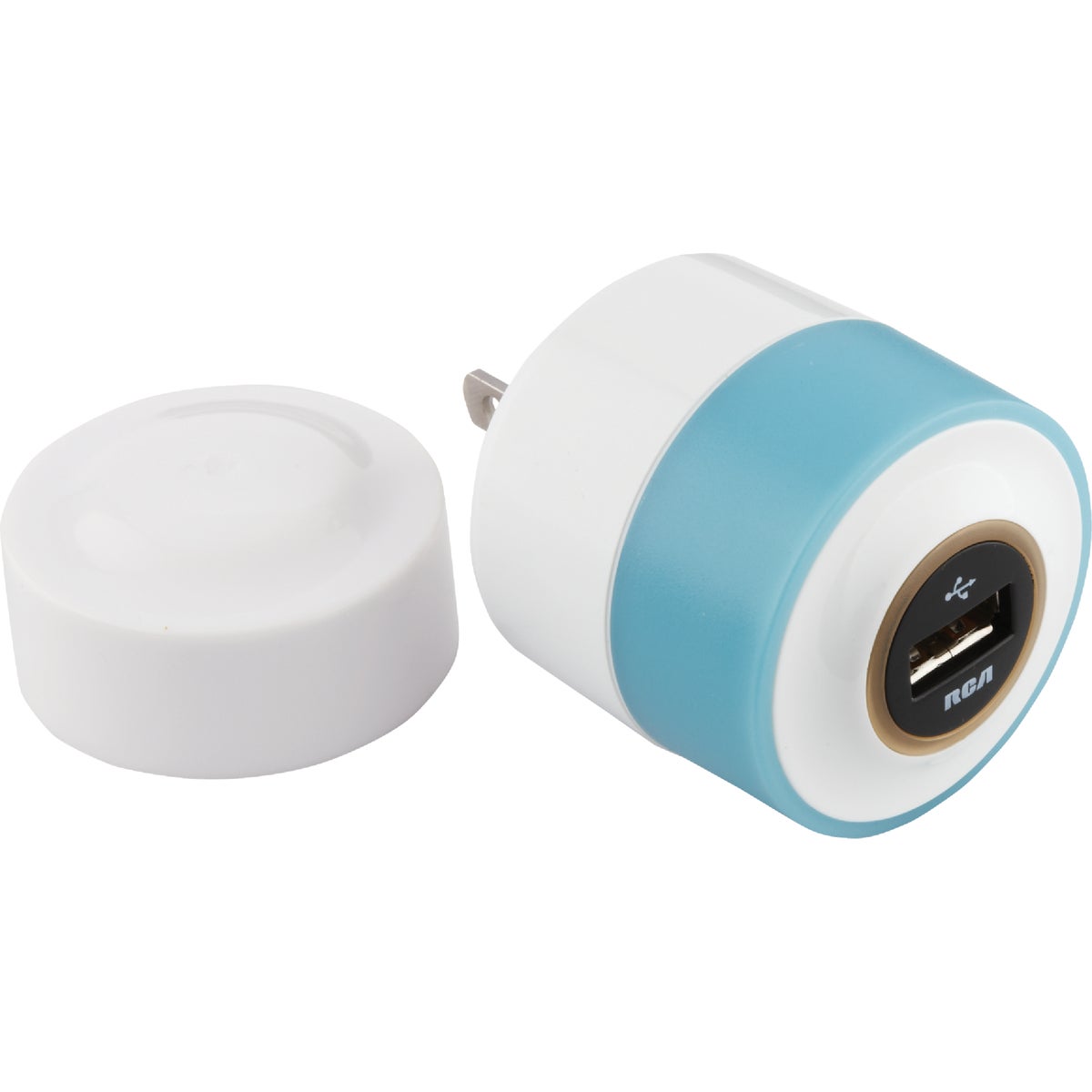 RCA Night Glow USB White & Turquoise Wall Charger