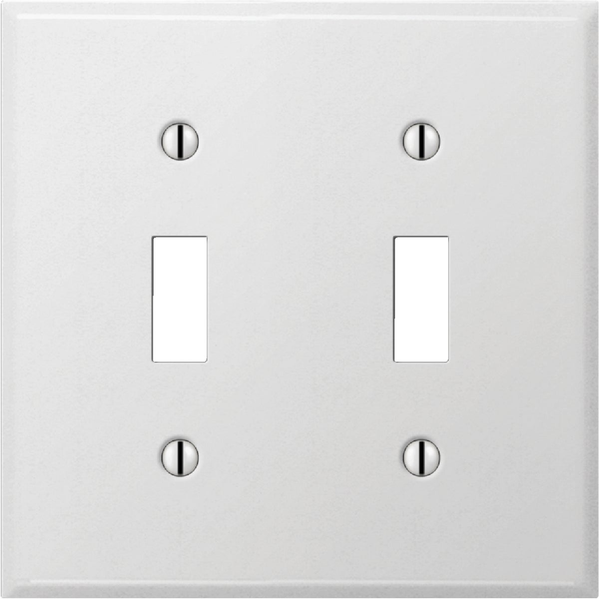 Amerelle PRO 2-Gang Stamped Steel Toggle Switch Wall Plate, Smooth White