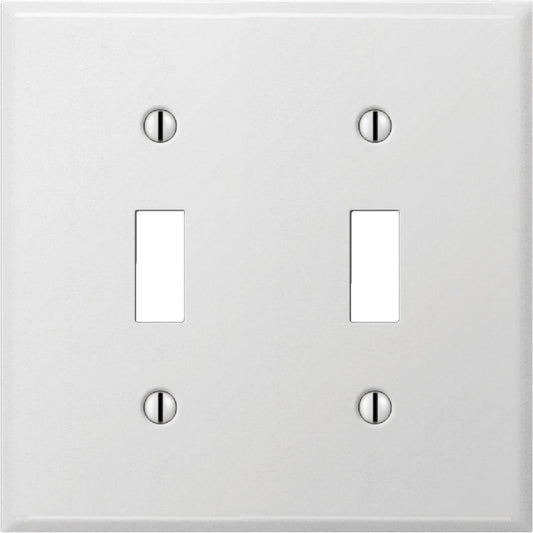 Amerelle PRO 2-Gang Stamped Steel Toggle Switch Wall Plate, Smooth White