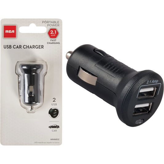 RCA 12V Dual USB Black Car Charger