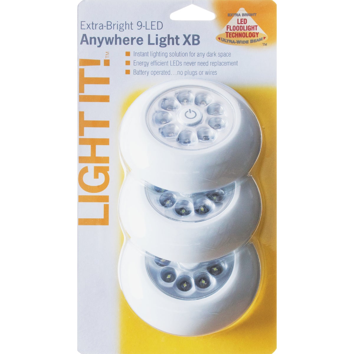 Light It 9-Bulb White LED Battery Tap Light (3-Pack)