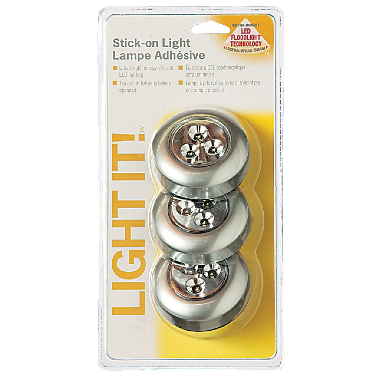 Light It 3-Bulb Silver LED Battery Tap Light (3-Pack)