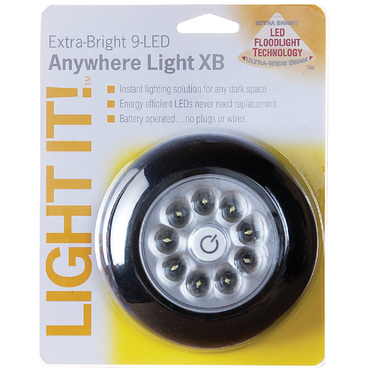 Light It 9-Bulb Black LED Battery Tap Light