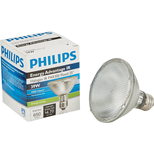 Philips Energy Advantage IR 50W Equivalent Clear Medium Base PAR30S Short Neck Halogen Floodlight Light Bulb