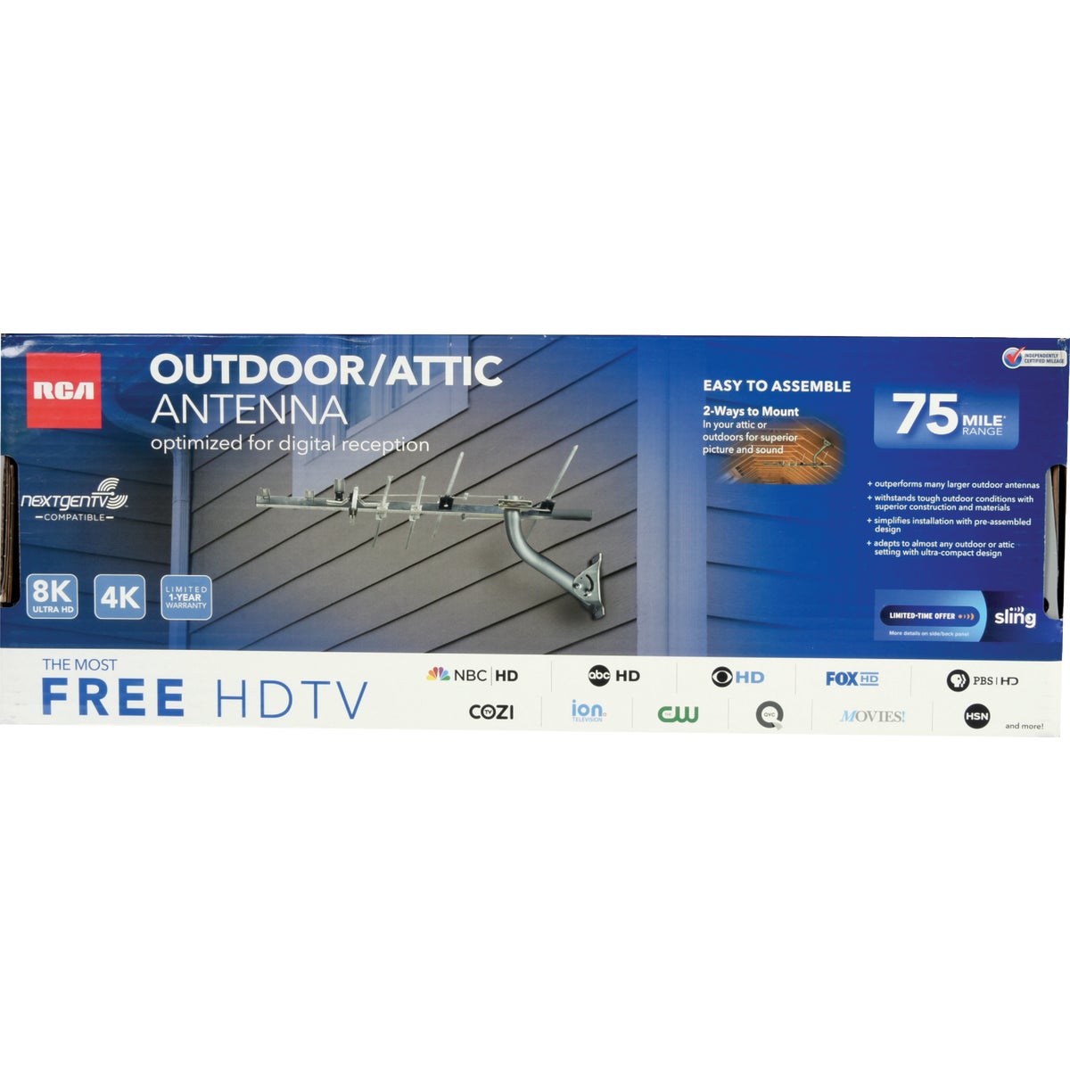 RCA Local HD, Digital & Analog TV Metallic Outdoor Antenna