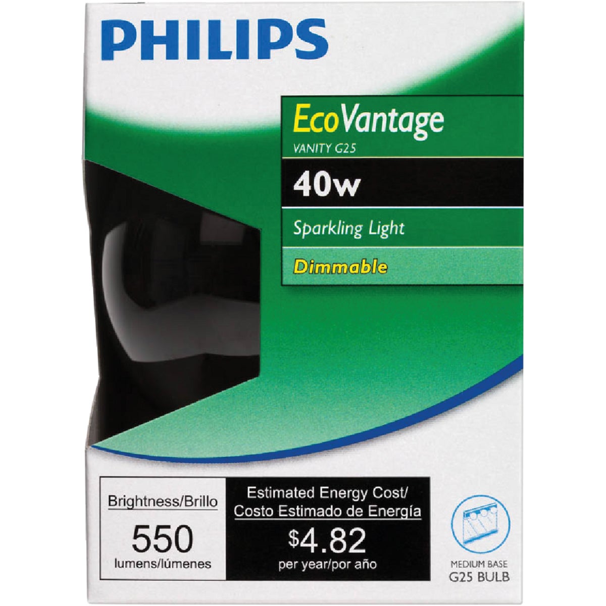 Philips EcoVantage 60W Equivalent Clear Medium Base G25 Halogen Globe Light Bulb