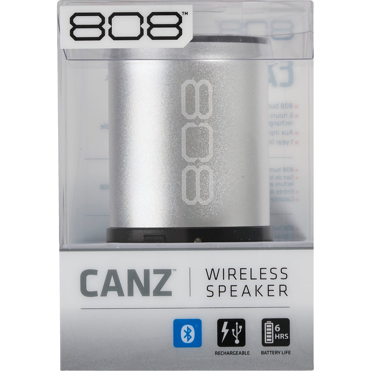 808 Canz Bluetooth Silver Wireless Speaker