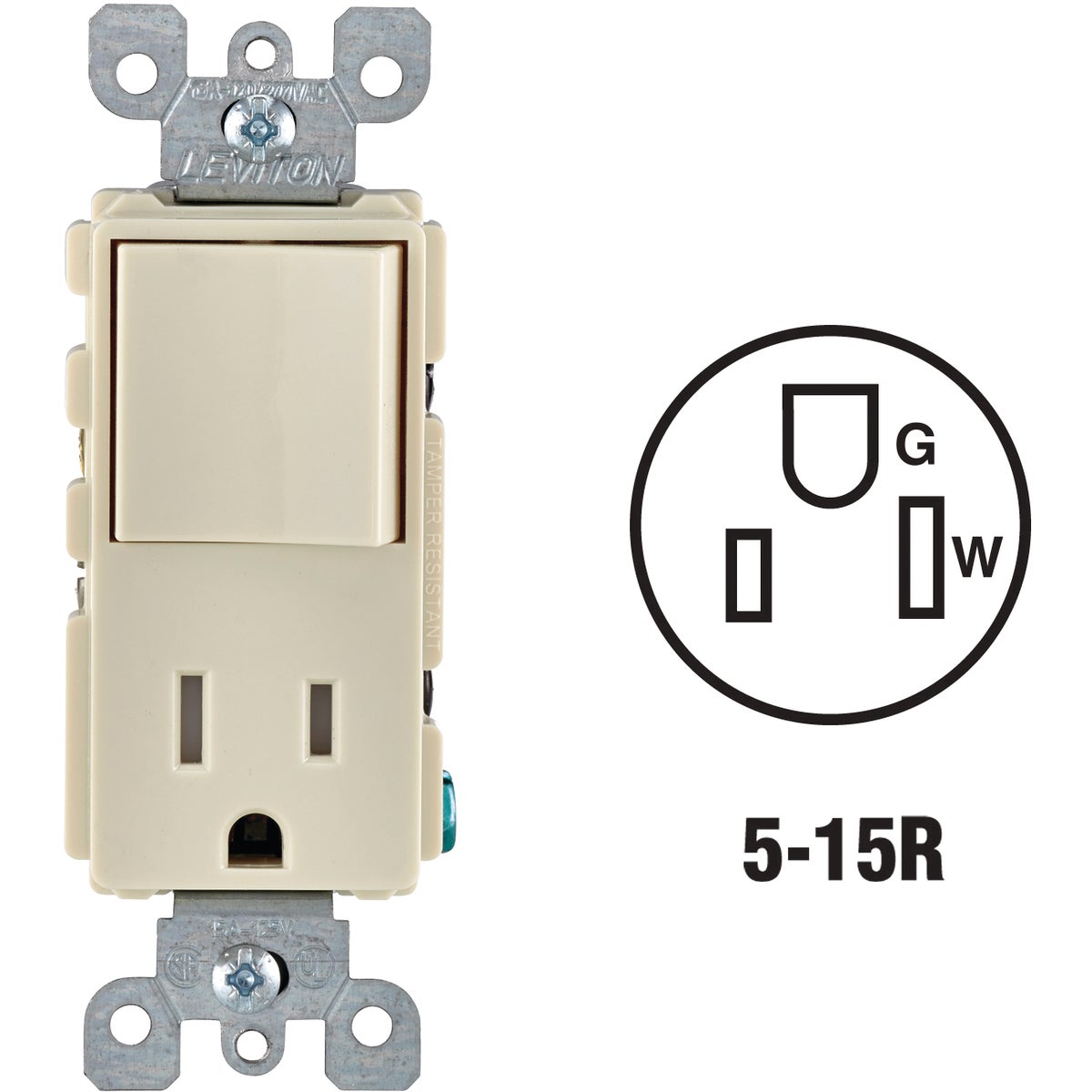 Leviton Decora Almond 15A Switch & Outlet