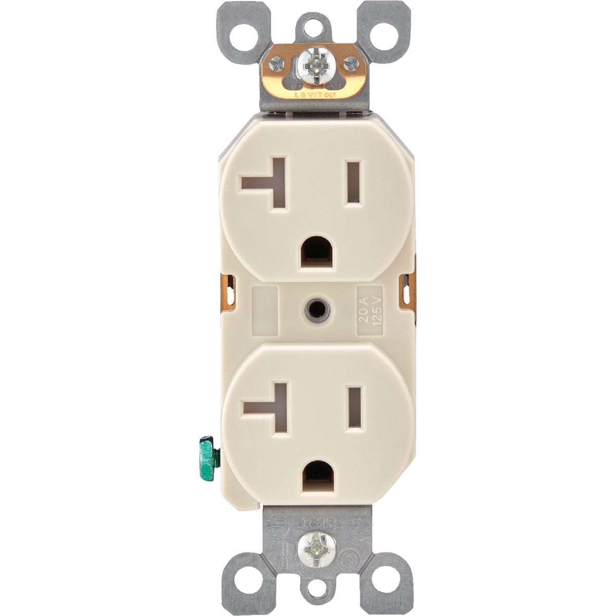 Leviton 20A Light Almond Tamper Resistant Residential Grade 5-20R Duplex Outlet