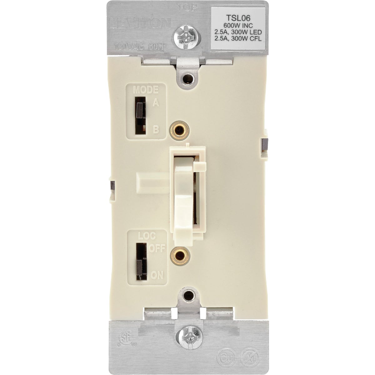 Leviton Incandescent/Halogen/LED/CFL Light Almond Slide Dimmer Switch