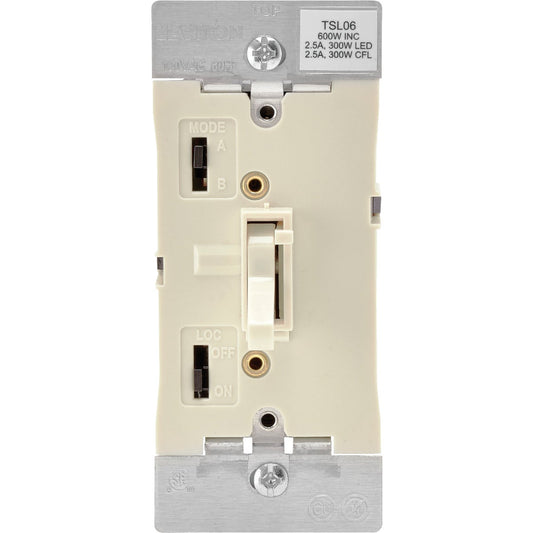 Leviton Incandescent/Halogen/LED/CFL Light Almond Slide Dimmer Switch