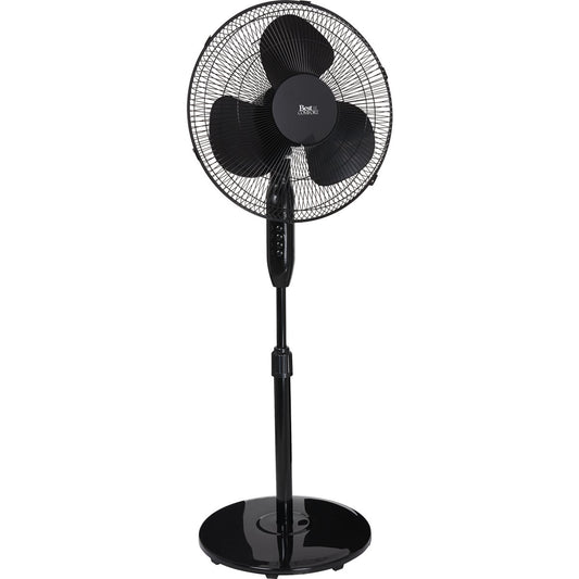 Best Comfort 16 In. 3-Speed Extends to 49 In. H. Black Oscillating Pedestal Fan