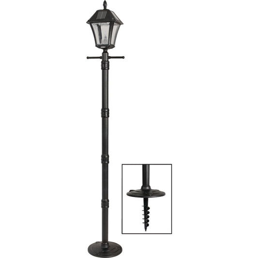 Gama Sonic Baytown II Black Solar Dusk-To-Dawn LED Post Light Fixture with Anchor