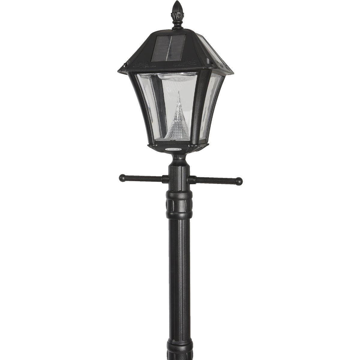 Gama Sonic Baytown II Black Solar Dusk-To-Dawn LED Post Light Fixture with Anchor