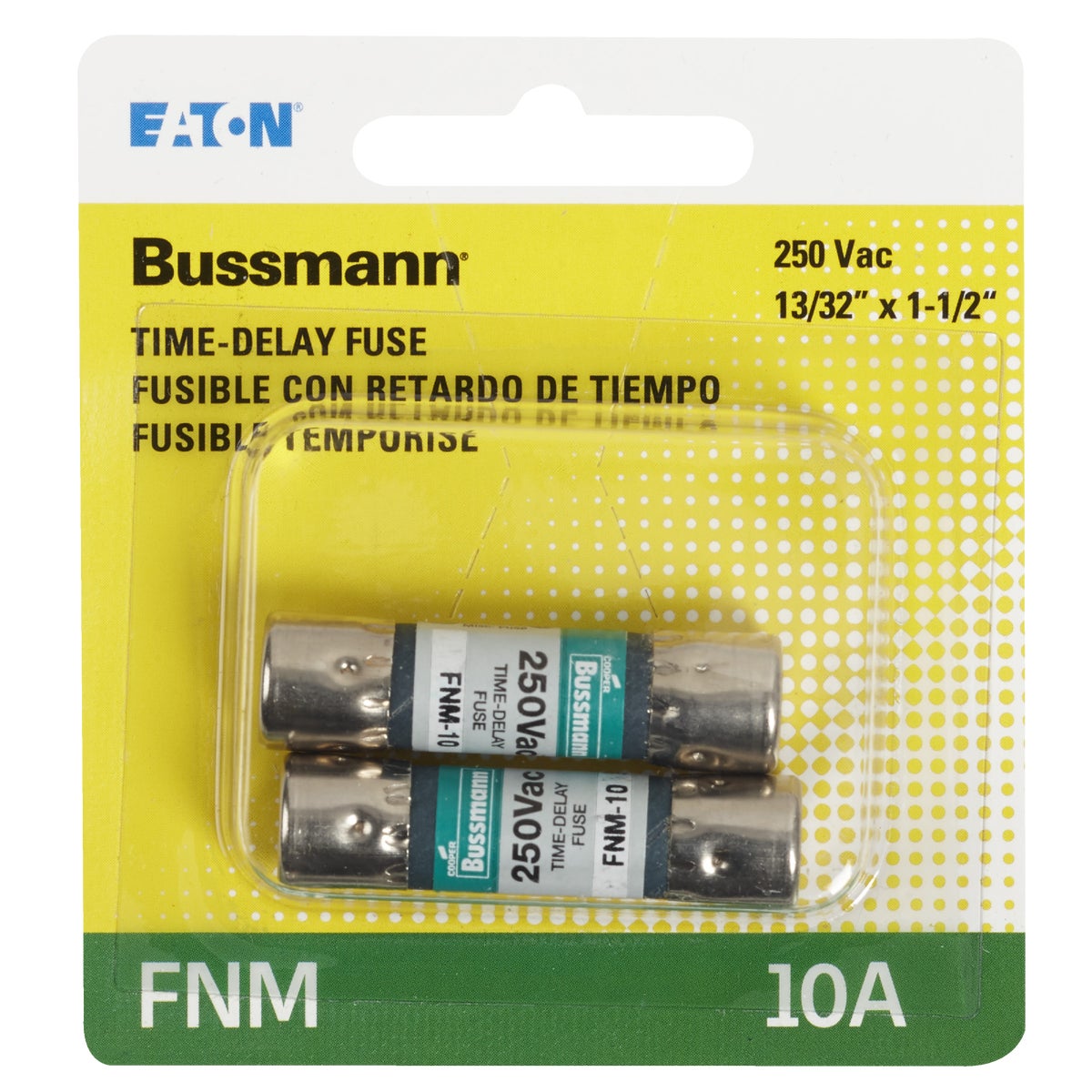 Bussmann 10A Fusetron FNM Cartridge General Purpose Time Delay Cartridge Fuse (2-Pack)