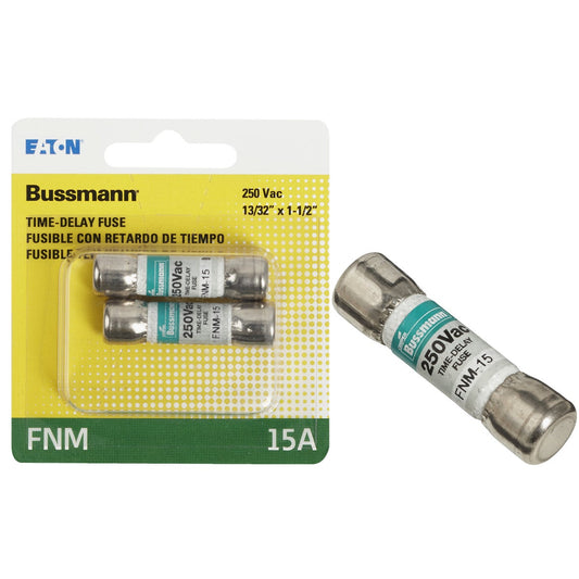 Bussmann 15A Fusetron FNM Cartridge General Purpose Time Delay Cartridge Fuse (2-Pack)