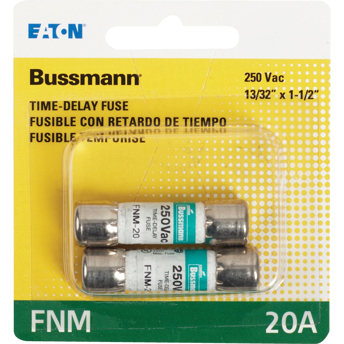 Bussmann 20A Fusetron FNM Cartridge General Purpose Time Delay Cartridge Fuse (2-Pack)