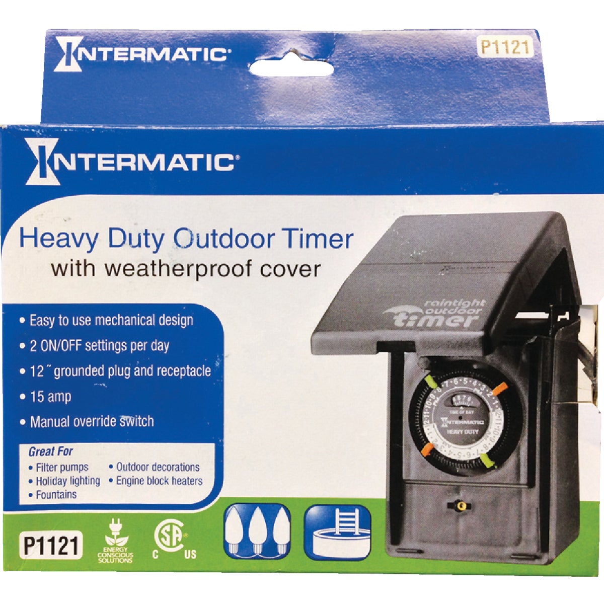 Intermatic 15A Resistive Or Tungsten 120V 1800W Black Plug-In Outdoor Timer