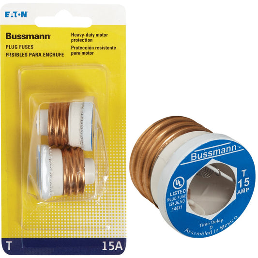 Bussmann 15A T Time-Delay Plug Fuse (2-Pack)