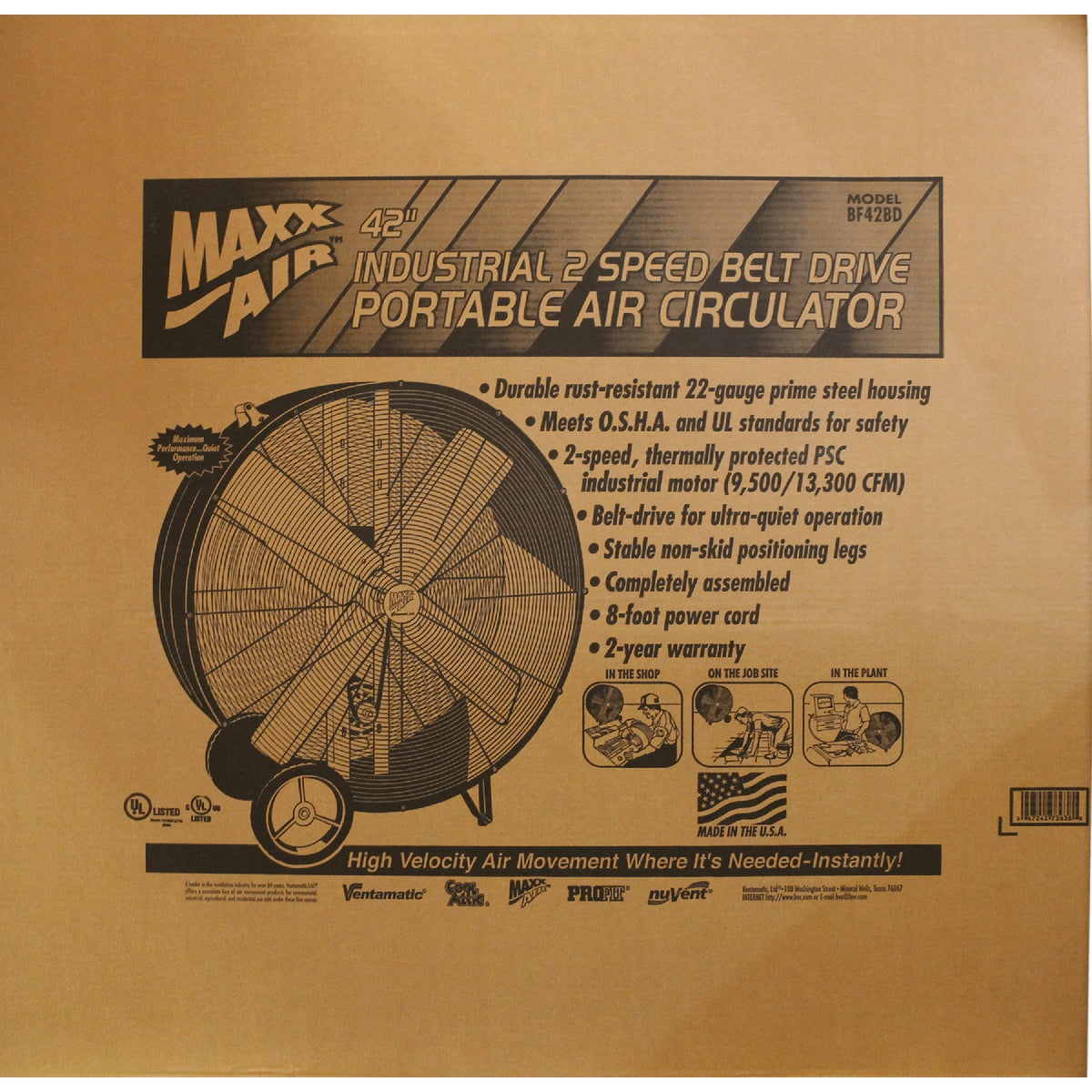 Ventamatic Maxx Air 42 In. 2-Speed Belt Driven Industrial Drum Fan