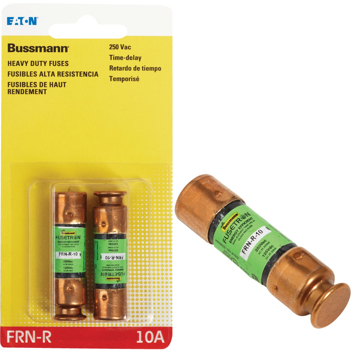 Bussmann 10A FRN-R Cartridge Heavy-Duty Time Delay Cartridge Fuse (2-Pack)