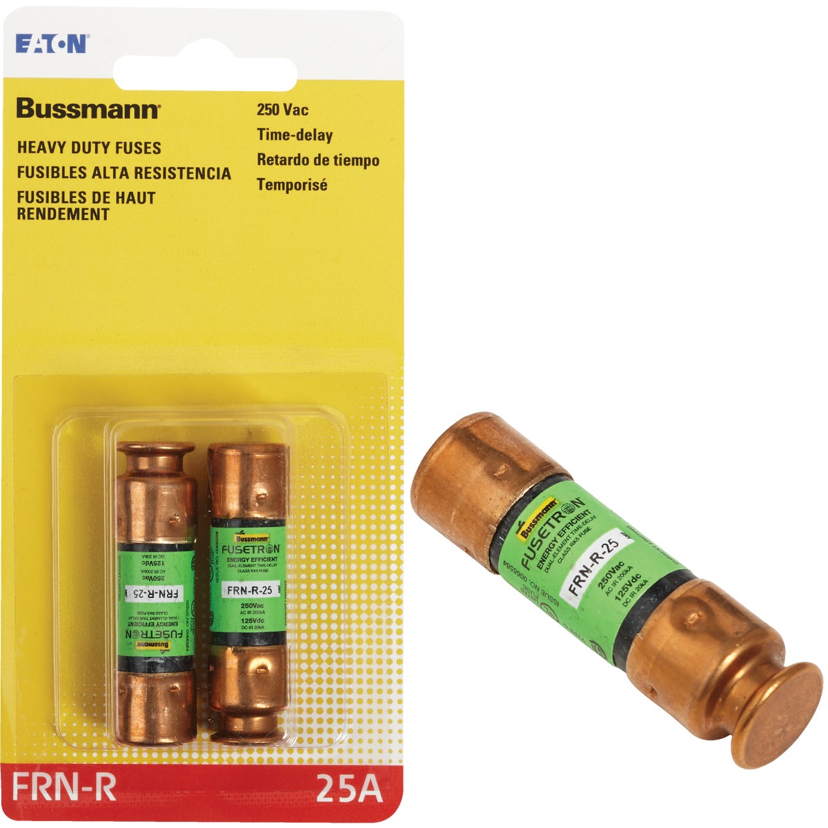 Bussmann 25A FRN-R Cartridge Heavy-Duty Time Delay Cartridge Fuse (2-Pack)