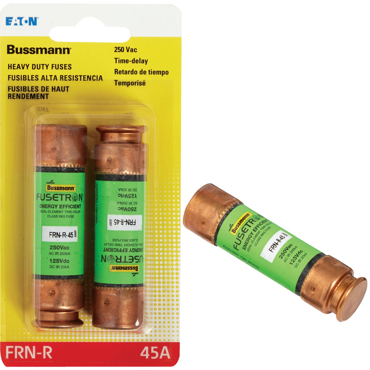 Bussmann 45A FRN-R Cartridge Heavy-Duty Time Delay Cartridge Fuse (2-Pack)