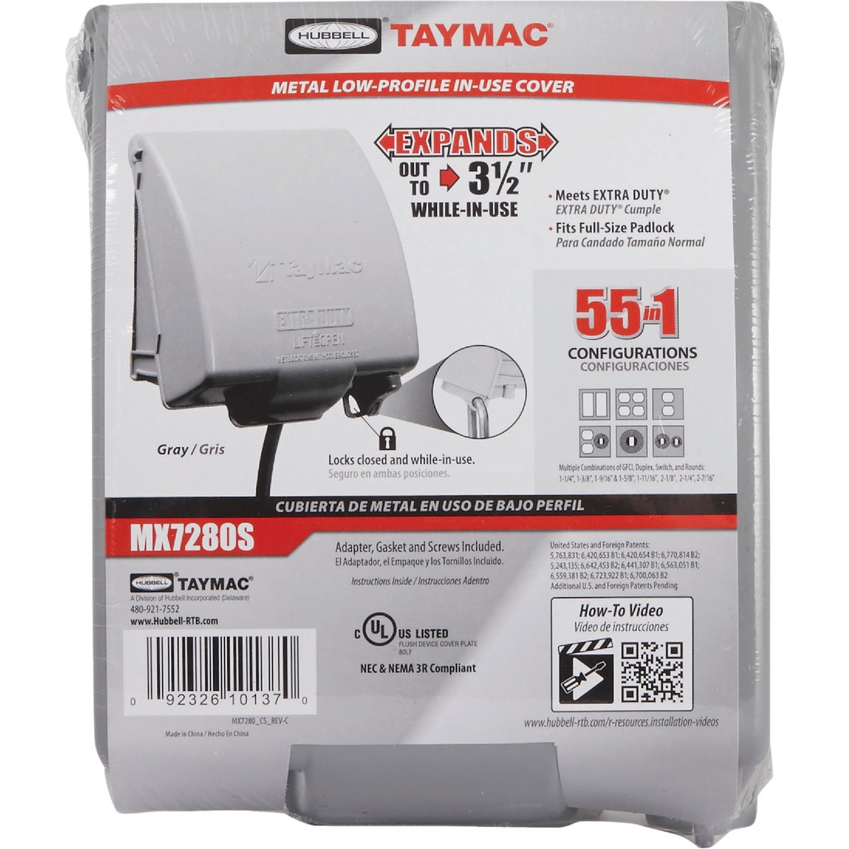 TayMac 2-Gang Vertical Mount Metallic In-Use Low Profile Outdoor Outlet Cover