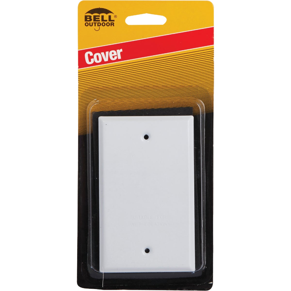 Bell Single Gang Rectangular Die-Cast Metal White Blank Outdoor Box Cover, Carded