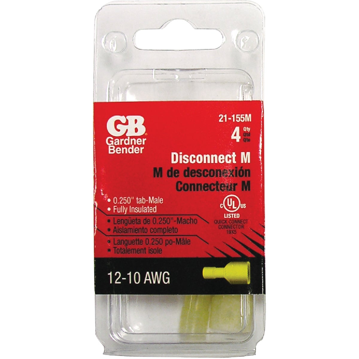 Gardner Bender 12 to 10 AWG Male Yellow Fully-Insulated Disconnect (4-Pack)