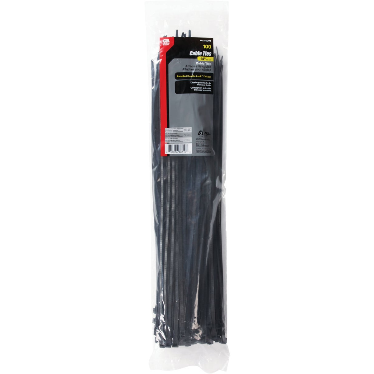 Gardner Bender 14 In. x 0.17 In. Black Nylon Ultra Violet Cable Tie (100-Pack)