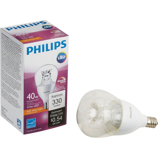 Philips Warm Glow 40W Equivalent Soft White A15 Candelabra Dimmable LED Light Bulb