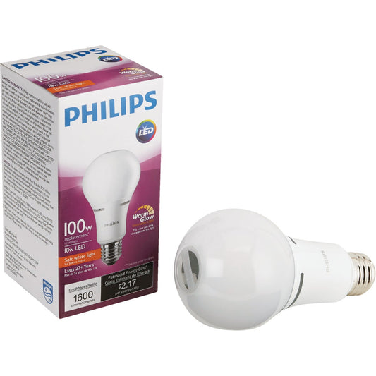 Philips Warm Glow 100W Equivalent Soft White A21 Medium Dimmable LED Light Bulb