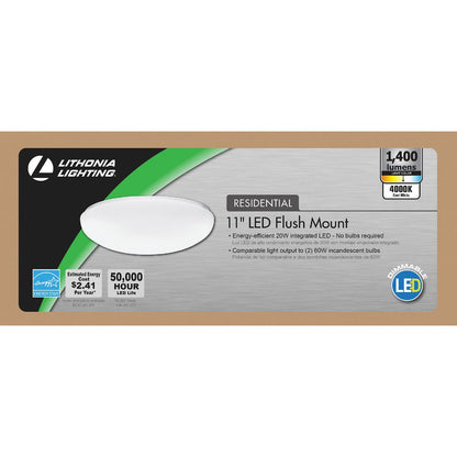 Lithonia 11 In. White Round LED Flush Mount Light Fixture