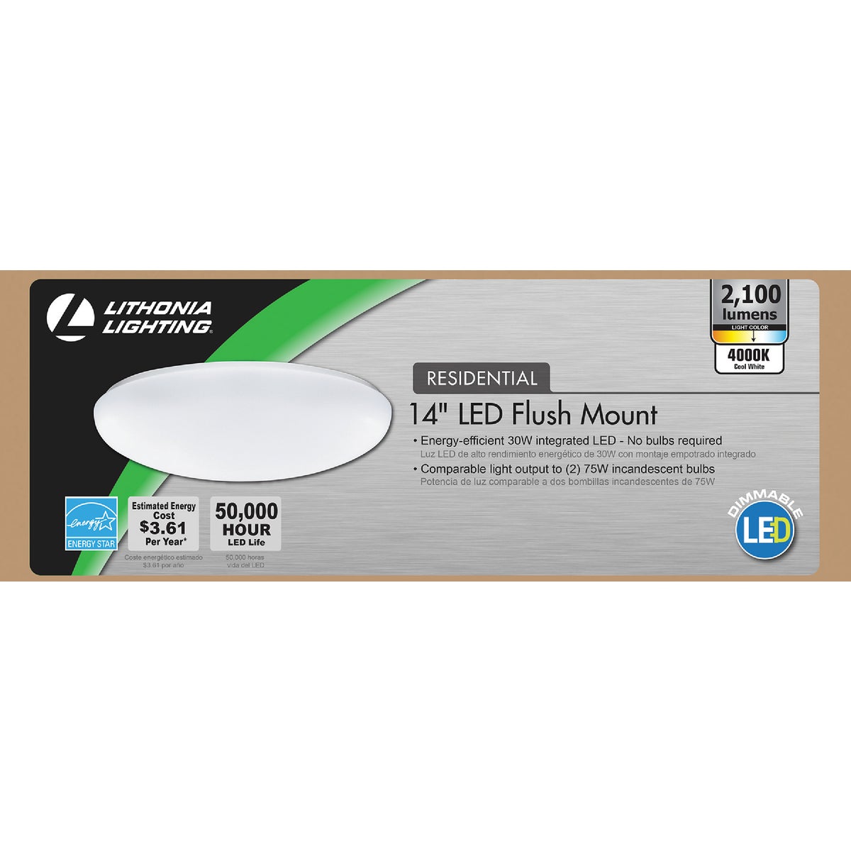 Lithonia 14 In. White Round LED Flush Mount Light Fixture