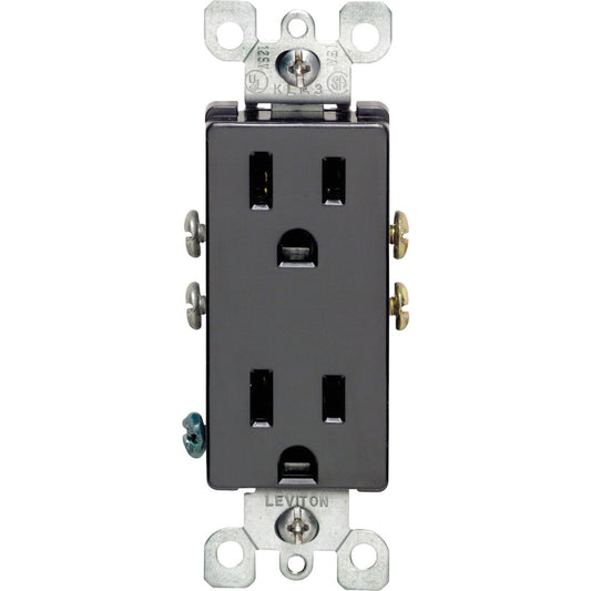 Leviton Decora 15A Black Residential Grade 5-15R Duplex Outlet