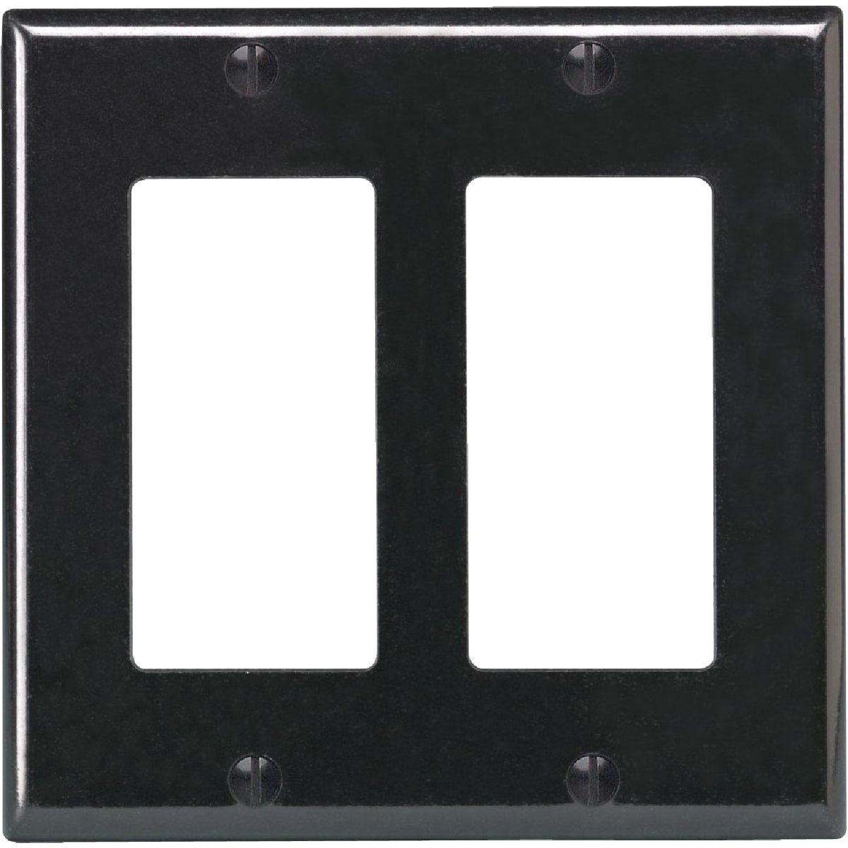 Leviton Decora 2-Gang Smooth Plastic Rocker Decorator Wall Plate, Black