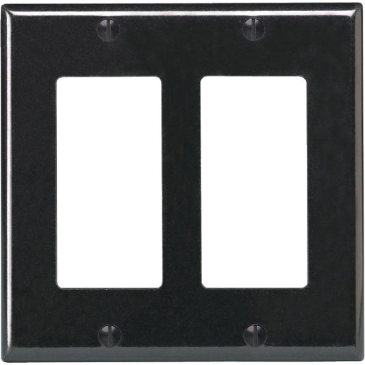 Leviton Decora 2-Gang Smooth Plastic Rocker Decorator Wall Plate, Black