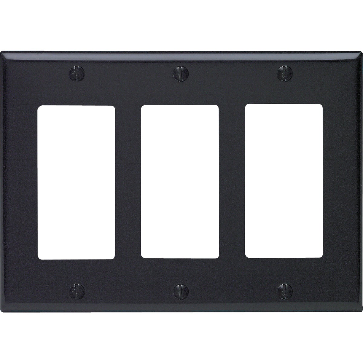 Leviton Decora 3-Gang Smooth Plastic Rocker Decorator Wall Plate, Black