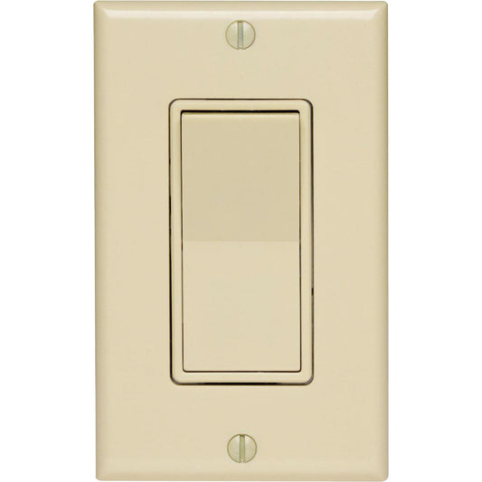 Leviton Decora Residential Grade 15 Amp Rocker Single Pole Switch, Ivory